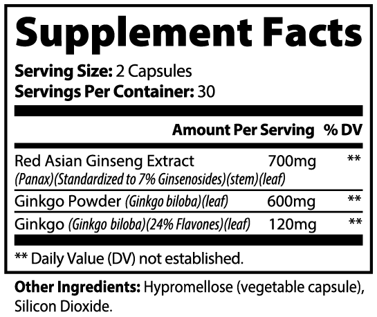 Zunu Ginkgo Biloba + Ginseng Capsules